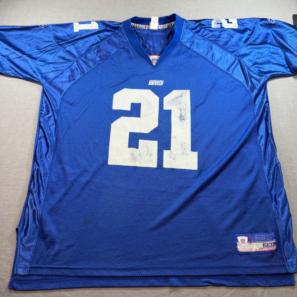 Reebok NFL Jersey Mens 2XL Blue Fair NY Giants Tiki Barber 21 Vintage Mesh